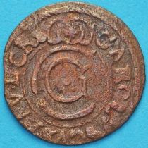 Ливония монета солид 1654-1660 год. Карл X Густав. Ошибка в дате (12)