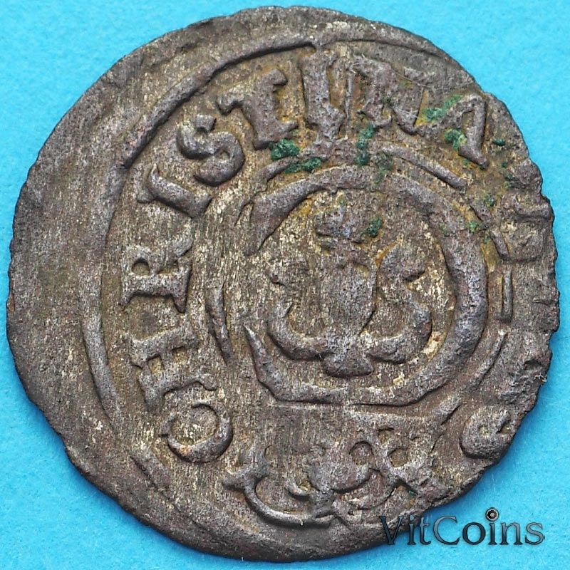 Ливония монета солид 1648 год.  Кристина. №2