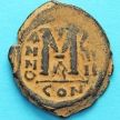 Монета Византия фоллис Юстин II 565-578 год. Юстин и София. №2