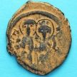 Монета Византия фоллис Юстин II 565-578 год. Юстин и София. №2