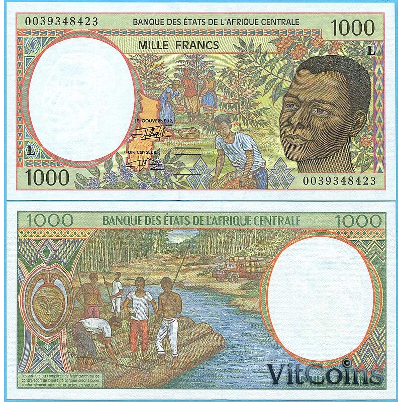 Банкнота Центральная Африка 1000 франков 2000 год. Габон