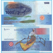 Коморские острова 1000 франков 2020 год.