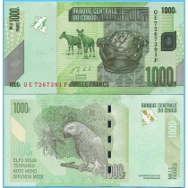 Конго 1000 франков 2020 год.