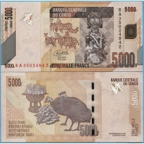 Конго 5000 франков 2022 год.