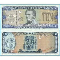 Либерия 10 долларов 2011 год.