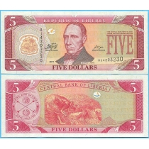 Либерия 5 долларов 2011 год.