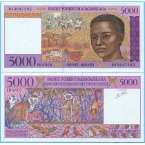 Мадагаскар 5000 франков 1995 год.