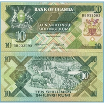 Уганда 10 шиллингов 1987 год.