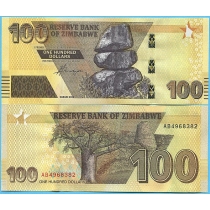 Зимбабве 100 долларов 2020 год.