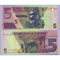 Зимбабве 5 долларов 2019 год