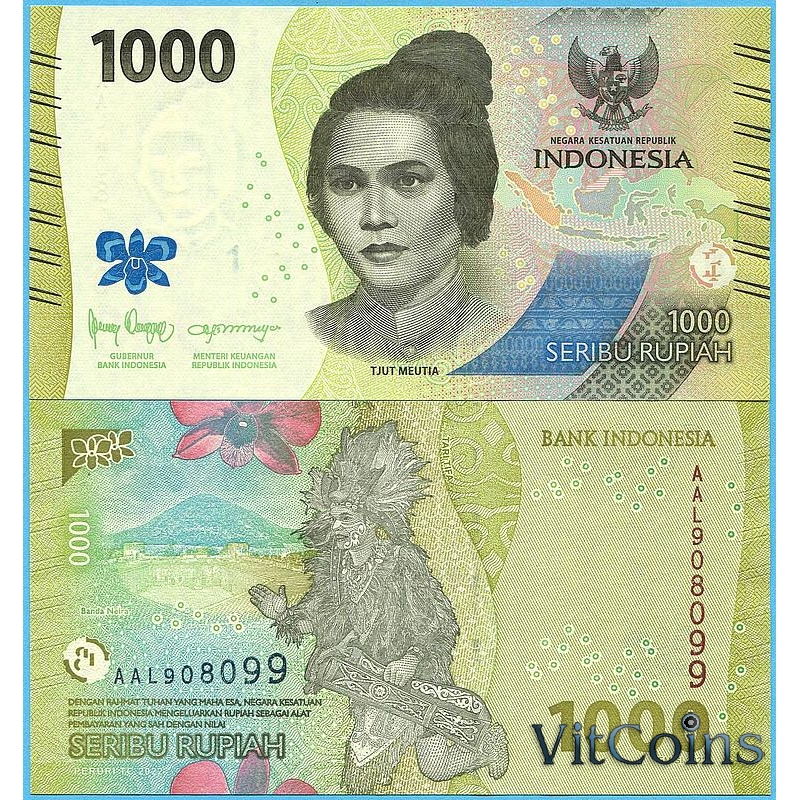 Банкнота Индонезия 1000 рупий 2022 год.