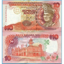 Малайзия 10 ринггит 1989 год.