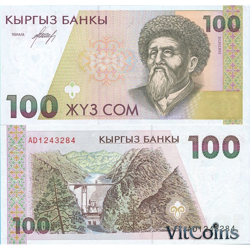 Банкнота Киргизии 100 сом 1994 год.