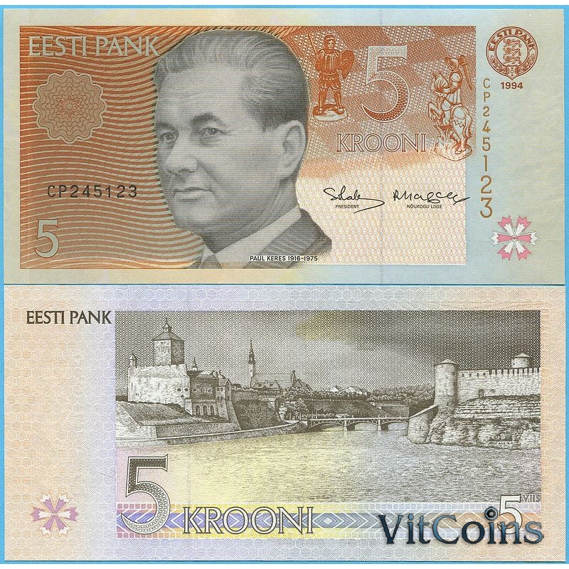 Банкнота 5 крон 1994 год. Эстония