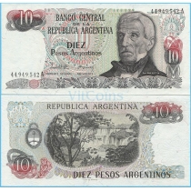 Аргентина 10 песо аргентино 1984 год.