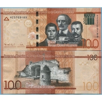 Доминикана 100 песо 2024 год.