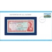 Банкнота Восточные Карибы 1 доллар 1965 год. В конверте "Banknotes of all Nations" с маркой Гренада.