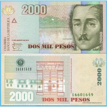 Колумбия 2000 песо 2014 год.