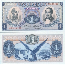Колумбия 1 песо 1974 год.