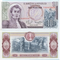 Колумбия 10 песо 1980 год.