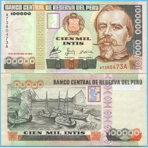 Перу 100000 инти 1988 год.