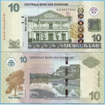 Суринам 10 долларов 2012 год.