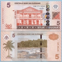 Суринам 5 долларов 2010 год.