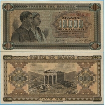 Греция 10000 драхм 1942 год.