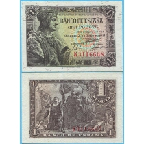 Испания 1 песета 1943 год.