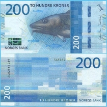 Норвегия 200 крон 2016 год.