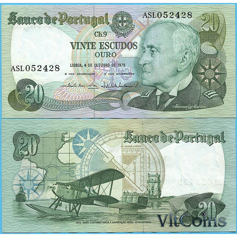 Банкнота Португалия  20 эскудо 1978 год.