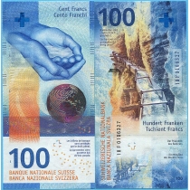 Швейцария 100 франков 2018 год.