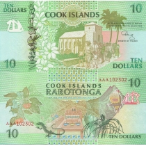 Острова Кука 10 долларов 1992 год.