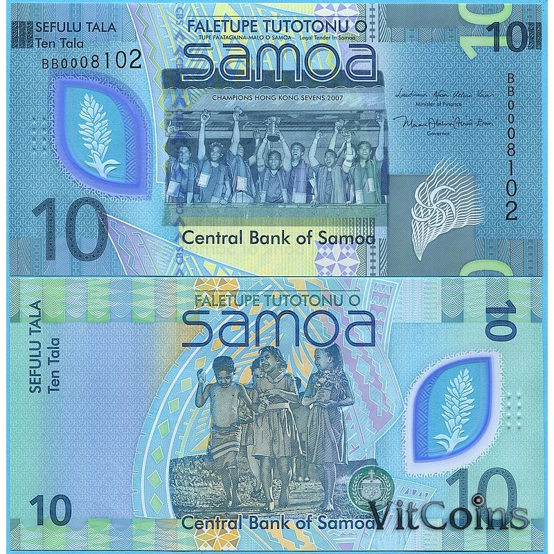 Банкнота Самоа 10 тала 2024 год.