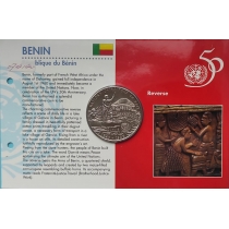 Бенин 200 франков 1995 год. 50 лет ООН. Блистер