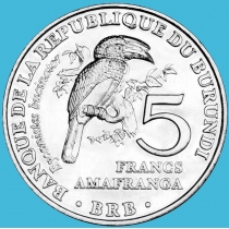 Бурунди 5 франков, 2014 год, Калао-трубач