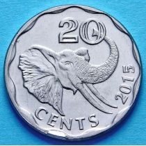 Свазиленд 20 центов 2015 год.