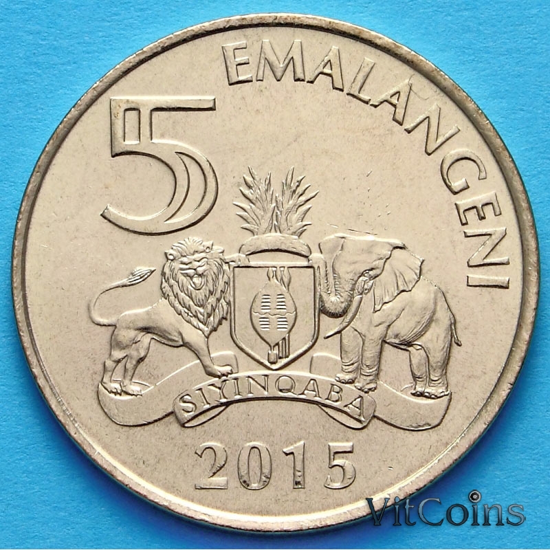 Монета Свазиленда 5 эмалангени 2015 год