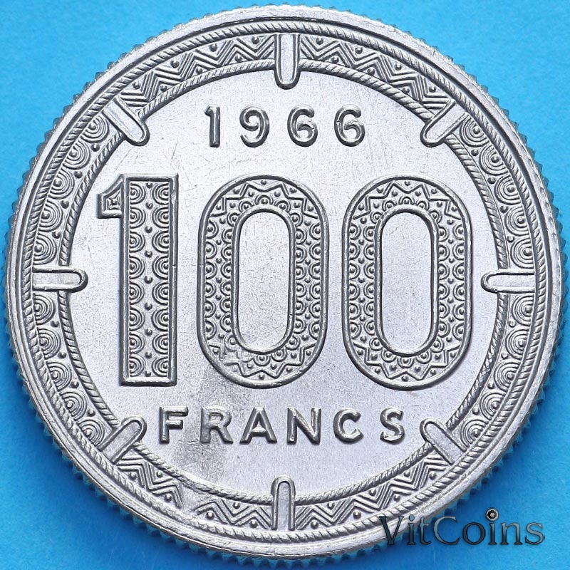 Монета Экваториальные Африканские Штаты 100 франков 1966 год. №2