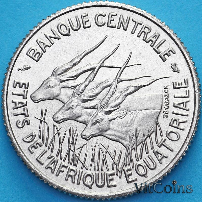 Монета Экваториальные Африканские Штаты 100 франков 1966 год. UNC Монета Экваториальные Африканские Штаты 100 франков 1966 год. UNC