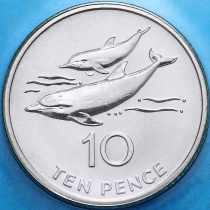 Остров Святой Елены 10 пенсов 2006 год. Дельфины. 