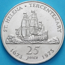 Остров Святой Елены 25 пенсов 1973 год. 300 лет восстановлению британского владения островом