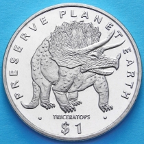 Эритрея 1 доллар 1993 год. Трицератопс