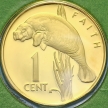 Монета Гайана 1 цент 1980 год. Ламантин. Пруф