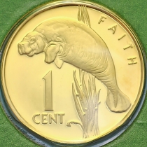 Гайана 1 цент 1980 год. Ламантин. Пруф