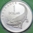 Монета Гайана 1 доллар 1976 год. Крокодил. Пруф