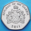 Монета Гамбия 1 даласи 2011 год. Узкорылый крокодил.