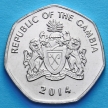 Монета Гамбия 1 даласи 2014 год. Узкорылый крокодил.