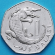 Монета Гамбия 1 даласи 1998 год. Узкорылый крокодил.