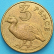 Монета Гамбия 3 пенса 1966 год. Двушпоровый турач